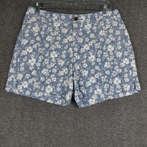 OLD NAVY WOMENS BLUE WHITE FLORAL BOHO VACATION LINEN BLEND EVERYDAY SHORTS SZ 6